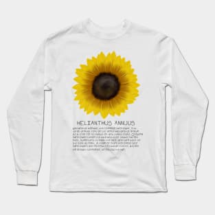 Yellow Sunflower Genus and Description Print Long Sleeve T-Shirt